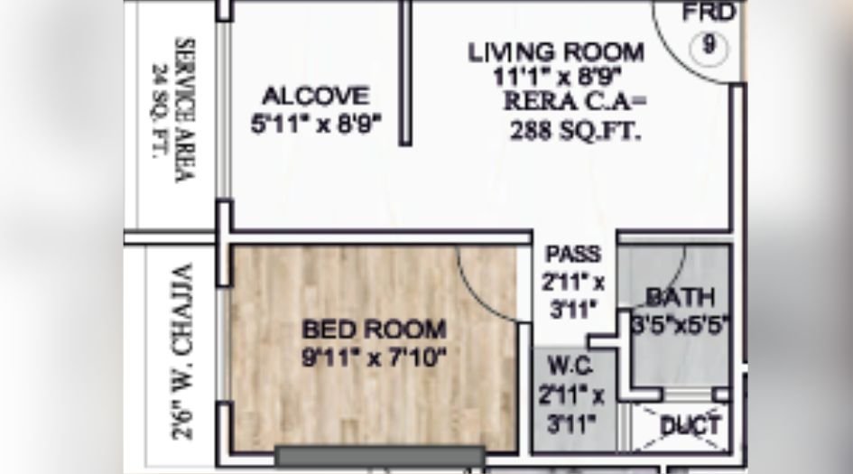 kings-my-Home-1BHK-288-sqft-unit-plan